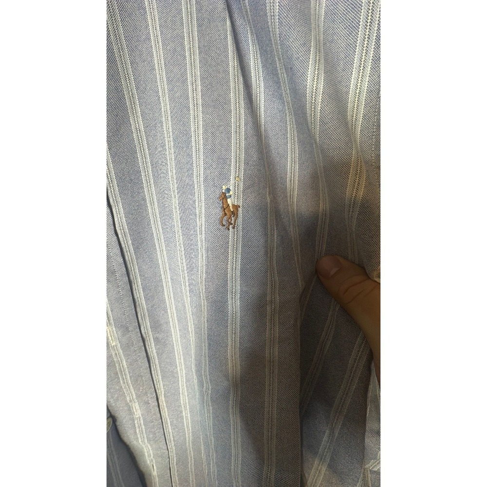 Ralph Lauren Mens Classic Fit Striped Oxford Shirt Blue White 17.5 34/35 88 - Picture 2 of 4